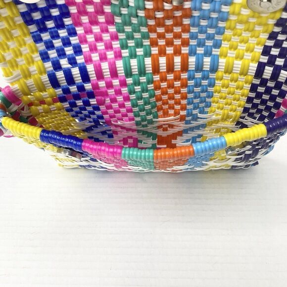 Maria Victoria Wristlet Clutch PVC Plastic Straw Handcrafted Mexico Multicolor - Picture 8 of 8